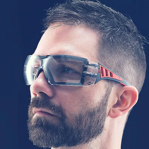 Vista 3 de ToolFreak Lentes de seguridad Ripout, transparentes, lentes de policarbonato y protección UV, acolchado de espuma y correa ajustable, lentes
