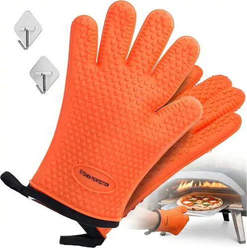 Vista 15 de KITCHEN PERFECTION Guantes de silicona para horno de pizza, guantes extremadamente resistentes al calor para hornos de pizza al aire libre e