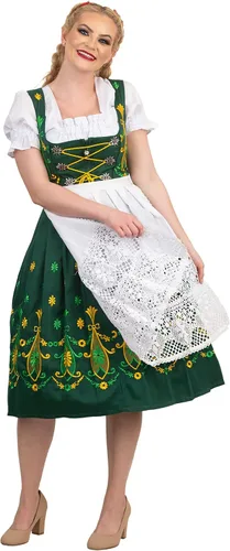 Vista 4 de 3-Pcs largo Alemán Dirndl Oktoberfest Bavarian Trachten Vestido de fiesta verde 38 8