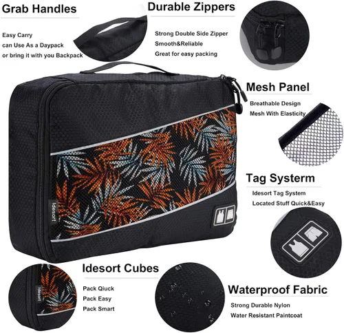 Vista 3 de Cubos de embalaje para bolsas de equipaje, accesorios de viaje duraderos con etiqueta de ropa