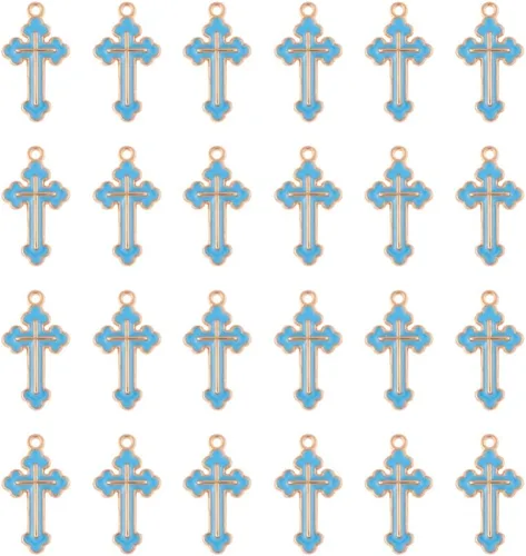 Vista 8 de Colgantes de aleación de cruz esmaltada Crucifijo Cruz Metal Colgantes para DIY Pendiente Pulsera Collar Llavero Joyería Fabricación Artesanía