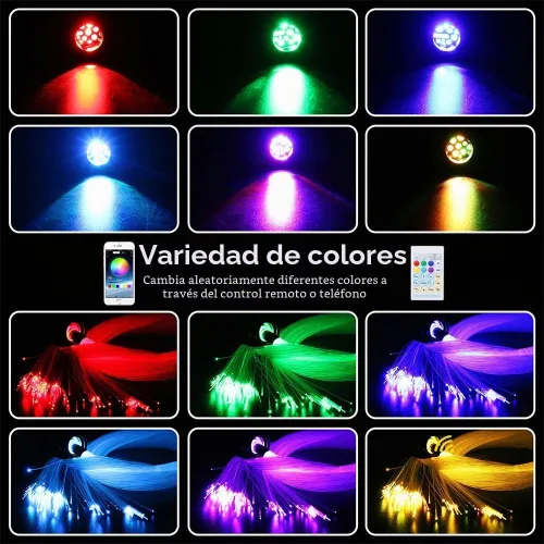 Vista 2 de Twinkle Headliner Star Light Kit 500Pcs* 0.03in* 9.8ft Luces de fibra óptica APP/control remoto, sonido RGBW activado, modo de música, para techo