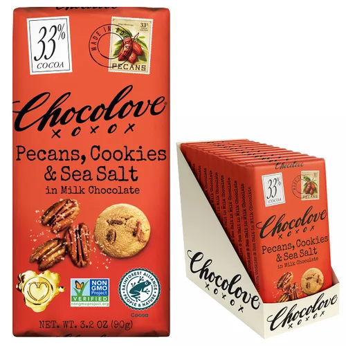 Vista 10 de Chocolove XOXO Avellanas en barra de chocolate con leche - Barra de 3.2 oz