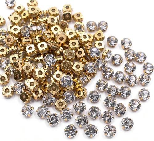 Vista 9 de Diamantes de imitación de 0.118 in a 0.394 in (0.394 in, 72 unidades) Metal Claws With Holes, Flatback, Clear Crystal Stones, Sewing Crafts Gems