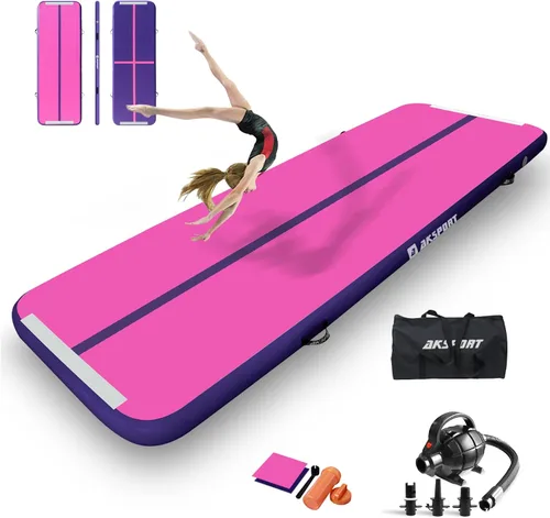 Vista 12 de AKSPORT - Tapete de aire para gimnasia o acrobacias, inflable, con bomba de aire para uso en el Negro