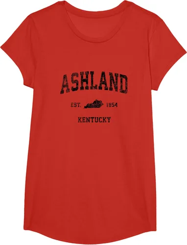 Vista 66 de Ashland Kentucky KY Vintage Sports Design Camiseta de impresión negra Asfalto