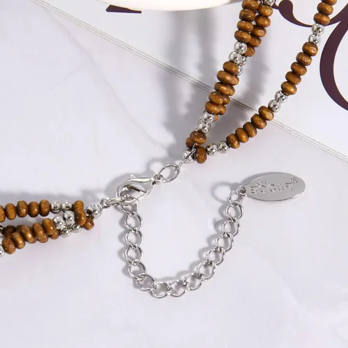 Vista 4 de BOCAR Collar grueso de 3 capas de madera turquesa con cuentas de múltiples hebras, collar hecho a mano, joyería para regalos de mujer