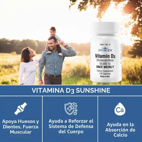 Vista 3 de Vitamina D3 50000 UI (100).