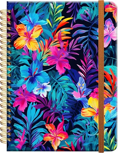 Vista 7 de Cuaderno de escritura en espiral a rayas, diario universitario forrado de tapa dura A5 para mujeres y niñas, encuadernación fuerte de doble alambre