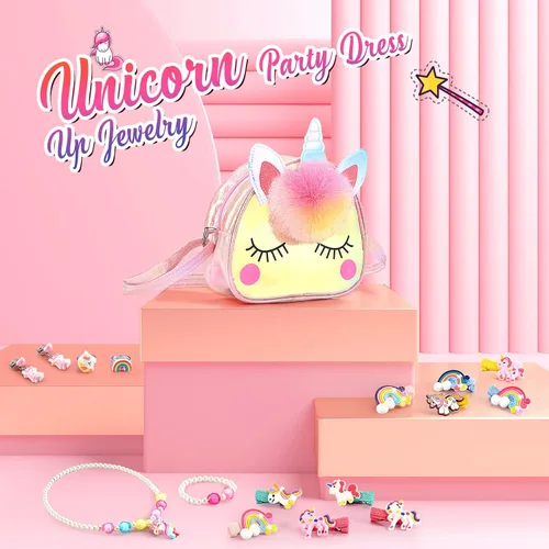 Vista 5 de SYOKZEY Regalos de unicornio para niñas, juguetes de unicornio regalos para niñas de 3, 4, 5, 6, 7, 8 años, juegos de joyas para niñas, regalos