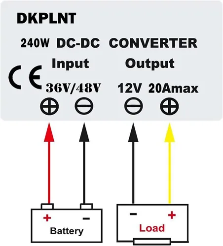 Vista 5 de 20A 240W 12v Carrito de golf 48V 36V a 12V Convertidor Regulador de Voltaje Reductor Transformador con Fusible