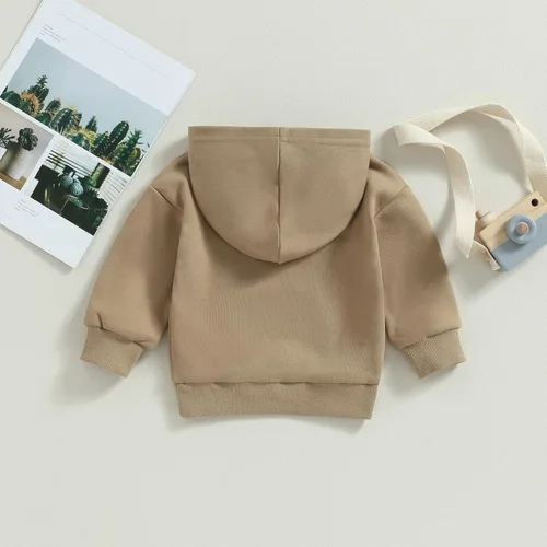 Vista 3 de AEEMCEM Sudaderas con capucha unisex para bebé, niño, niña, básicas, sólidas, de manga larga, con bolsillo de canguro, sudadera con capucha y sin