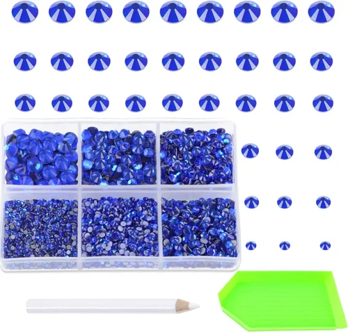 Vista 15 de AD Beads 4500 diamantes de imitación termoadhesivos con parte trasera plana, 6 tamaños (0.079-0.236 in), gemas de cristal redondas con pinzas