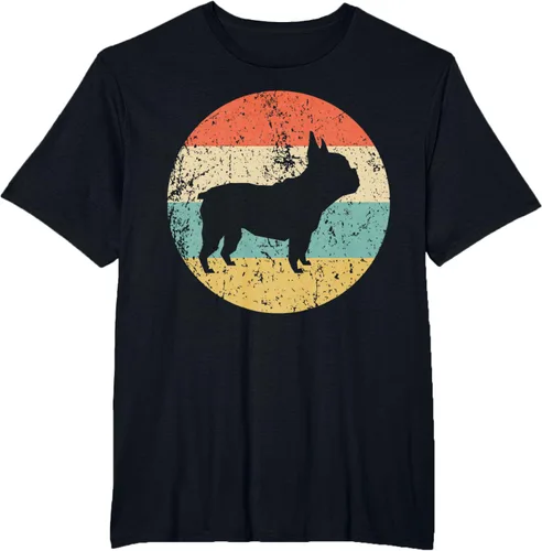 Vista 45 de Camiseta de perro retro de Bulldog Francés Negro