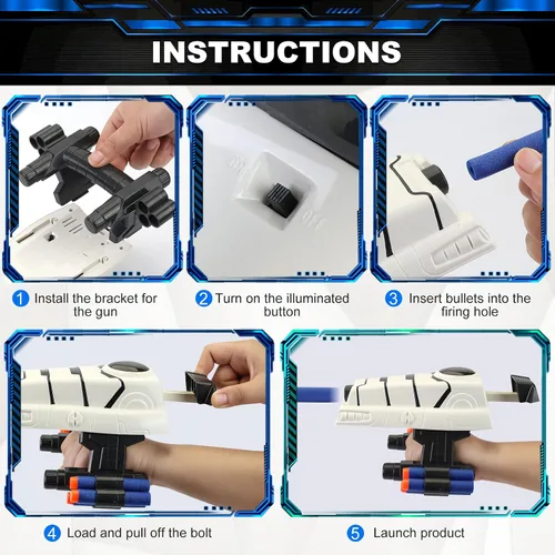 Vista 3 de Juguetes de Star Wars Stormtrooper Blaster de Espuma para Niños de 5, 6, 7, 8, 9+ Años, Juguetes de Guante de Poder de Superhéroe con 30 Dardos