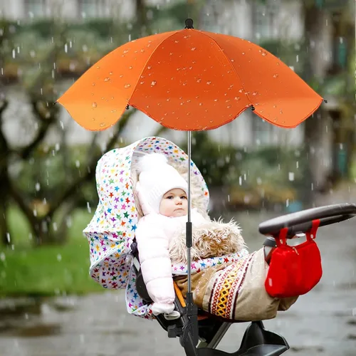 Vista 6 de Cochecito de bebé con abrazadera ajustable, sombrilla de protección para niños, paraguas con clip, sombrilla de 8 huesos para cochecito, silla