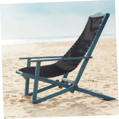 Vista 8 de GANAZONO Tela de repuesto para silla de playa, tela de lona negra, reemplazo para tumbona, patio, silla de reparación, silla de salón al aire libre