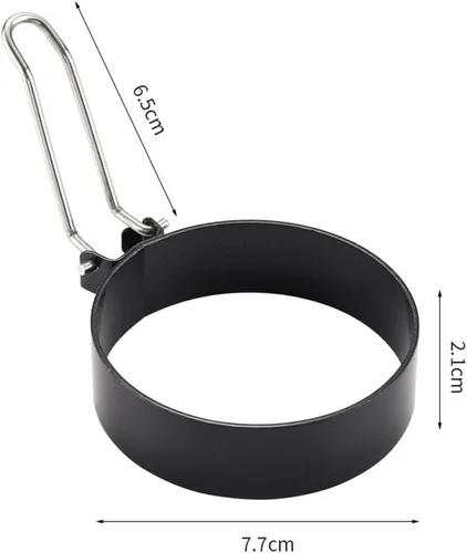 Vista 6 de Juego de 2 anillos de huevo de 3.3 pulgadas de acero inoxidable antiadherente con mango de silicona, molde redondo para panqueques de huevo, molde