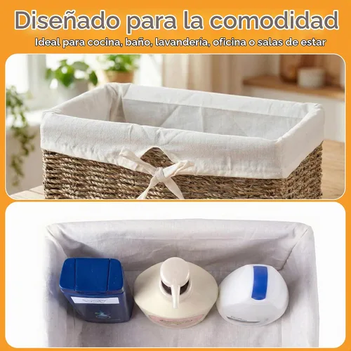 Vista 3 de vintiquewise (TM) – Canastilla para estante posidonias con forro de color blanco