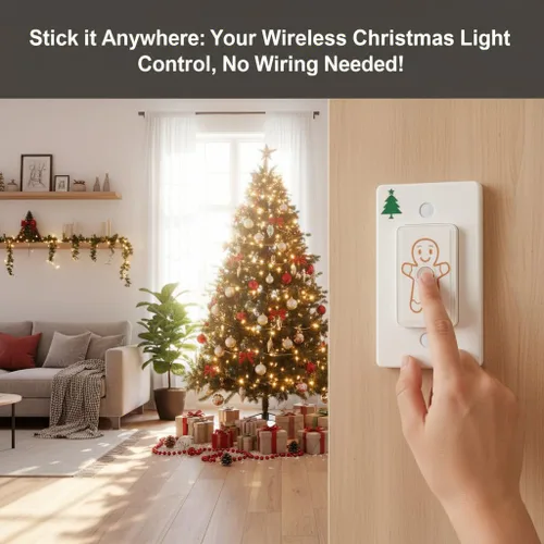 Vista 4 de LoraTap Toma de control remoto (interruptor de luz de árbol de Navidad): interruptor de pared inalámbrico - Rango interior de 100 pies - Toma