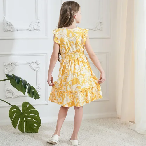 Vista 3 de Sosomi Girls' Ruffle Boho Dresses Summer Kawaii Floral Dresses Teens Cute Clothes Fashion for Girls Size 5-10Y