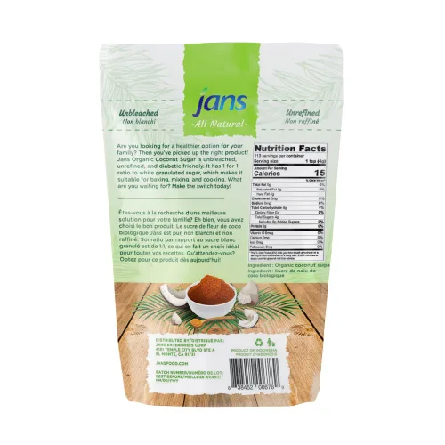Vista 2 de Jans Azúcar de coco orgánico, 16 onzas, azúcar de palma de coco natural, azúcar de coco moreno, sin refinar, sin OMG, azúcar sin gluten, alternativa