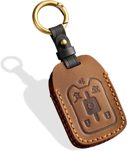 Vista 8 de Funda de llave de cuero de 6 botones, compatible con GMC Yukon Chevy Suburban Tahoe 2015-2020 etc, diseño sin tornillos estilo retro protector