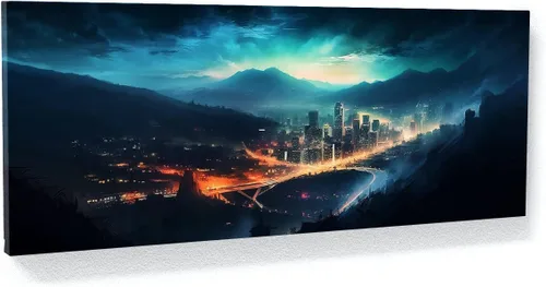Vista 11 de Sense Canvas Arte en lienzo de la ciudad de Los Ángeles 1, decoración del hogar, póster impreso, pintura pequeña de 20 x 8 / 0.75 pulgadas