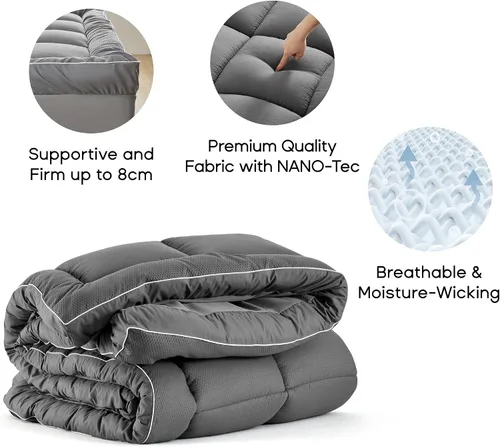 Vista 5 de Sonive Protector de colchón tamaño individual XL, sobrecolchón extra grueso con relleno alternativo de 35.27 oz/m², acolchado suave y esponjoso