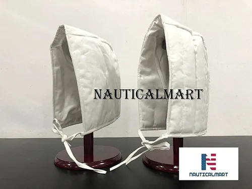 Vista 4 de NauticalMart Gorra de algodón acolchada Coif Arming Cap White Medieval Renaissance Winter Cap Maedieval Times, Blanco
