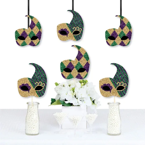 Vista 2 de Mardi Gras - Decoración de máscara DIY Masquerade Party Essentials - Juego de 20