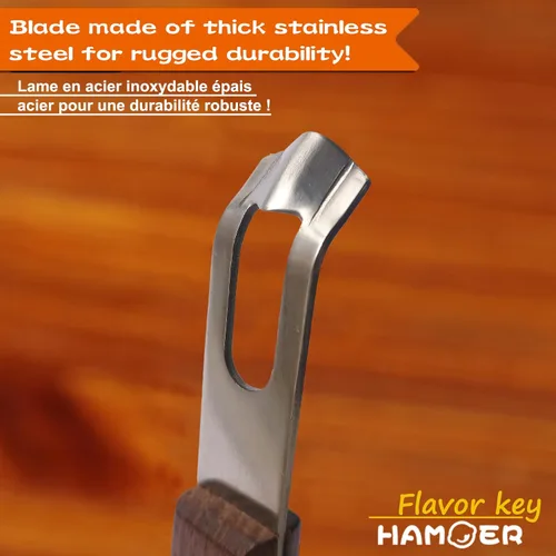 Vista 7 de Cuchillo de canal Zester - Herramienta de frutas y verduras para decorar cócteles, postres y ensaladas, mango de madera con punta de acero inoxidable