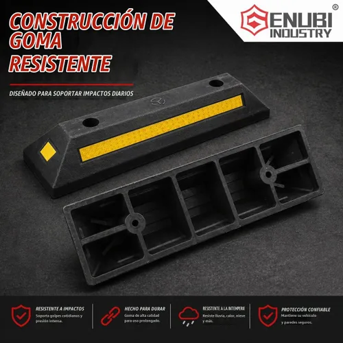 Vista 8 de Tope de estacionamiento para vehículo de garaje, resistente, de goma resistente con rayas reflectantes amarillas para automóvil, camionetas