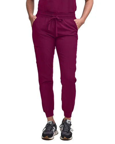 Vista 4 de Green Town - Conjunto de ropa quirúrgica para mujer, pantalón jogger y camiseta con cuello en V, 5 bolsillos, banda de yoga, uniforme de enfermería