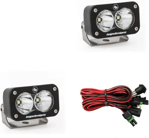 Vista 2 de Baja Designs S2 Sport - Par de cápsulas de luz LED negras – 2 unidades LED con arnés de cableado (conducción/combinado; ámbar)