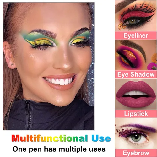 Vista 5 de LemonSac Juego de 15 lápices delineador de ojos coloridos, lápiz sombra de ojos, delineador de ojos con brillo metálico perla y mate para mujeres