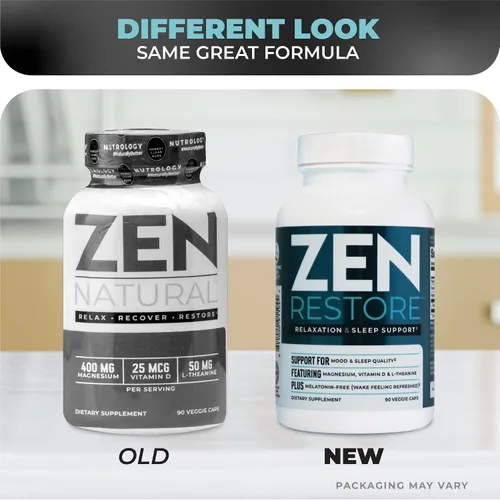 Vista 5 de Nutrology Zen Restore - 400 mg de malato de magnesio, vitamina D3 y L-teanina, apoya el sueño, la recuperación muscular y el bienestar suprarrenal
