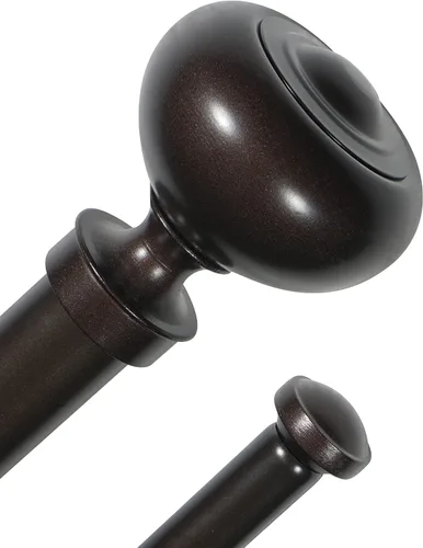 Vista 8 de Barra de cortina doble de 1 pulgada con remates Urm, negro, 28 a 48 pulgadas