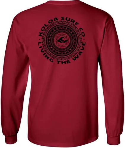 Vista 13 de Koloa Surf - Camiseta de algodón de manga larga con logotipo de círculo tribal para hombre, talla regular, grande y alta Azul acuático/logotipo