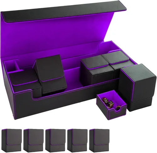 Vista 15 de Estuche de almacenamiento prémium para tarjetas coleccionables TCG, caja con capacidad para más de 800 tarjetas con funda para MTG, YuGiOh, Uno
