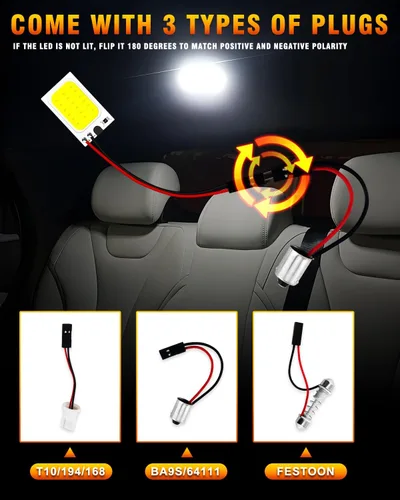 Vista 4 de Qasim COB Chipset 18-SMD LED Panel Dome Light Auto Car Interior Lámpara de techo techo techo Interior Bombilla con T10 / BA9S / Festoon Adaptadores