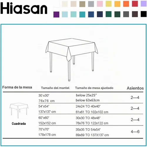 Vista 6 de Hiasan - Mantel cuadrado sólido impermeable y a prueba de derrames, es lavable y está hecho de poliéster para cocina y comedor, color aguamarina, 30