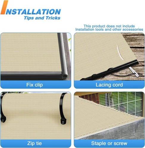 Vista 5 de TANG Sunshades Depot - Tela de sombra de 12 x 1 pies (6.35 oz/m²) HDPE, tela beige, rollo de hasta un 95% de bloqueo, red de malla U* V