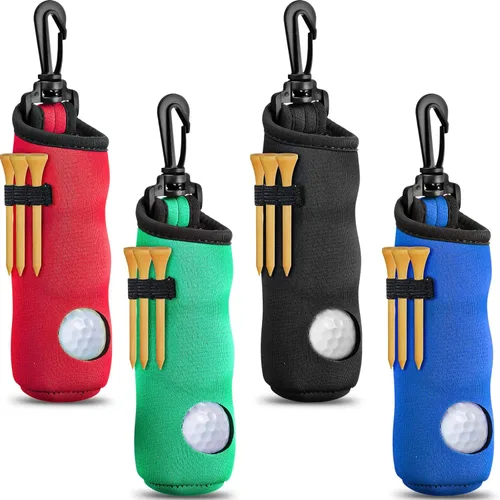 Vista 7 de Chivao 4 Pcs Golf Ball Holder, Golf Tee Pouch for 3 Balls Negro
