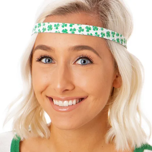 Vista 5 de Hipsy Diadema verde irlandesa, accesorios para el día de San Patricio, paquete de regalo (oro skpavo realtrébolplataverde, 5 unidades)
