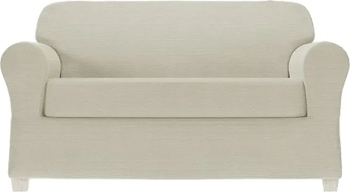 Vista 10 de Zenna Home Funda elástica de felpilla para sofá, color marfil/hueso, 1 pieza, suave y elástica para sofás, tela resistente a las arrugas, fácil