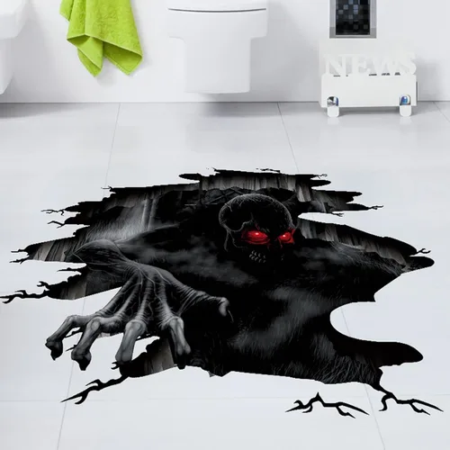 Vista 2 de Calcomanías de pared 3D, calcomanías de pared extraíbles, decoración de pared aterradora, se adhiere a la ventana de Halloween, 15