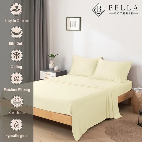 Vista 43 de Bella Coterie - Juego de sábanas tamaño individual, viscosa de bambú, de cultivo orgánico, ultrasuaves, refrescantes para calurosos, esquinas tipo