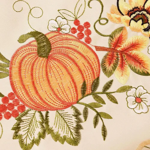 Vista 3 de Simhomsen Manteles Decorativos Pequeños Bordados de Otoño y Cosecha con Calabazas para Acción de Gracias (Redondo 34 pulgadas)