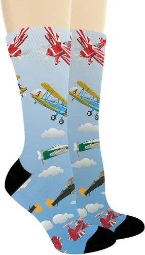 Vista 2 de ThisWear Regalos de piloto para mujeres y hombres, calcetines novedosos de aviación, regalos de aviación, calcetines novedosos para tripulación
